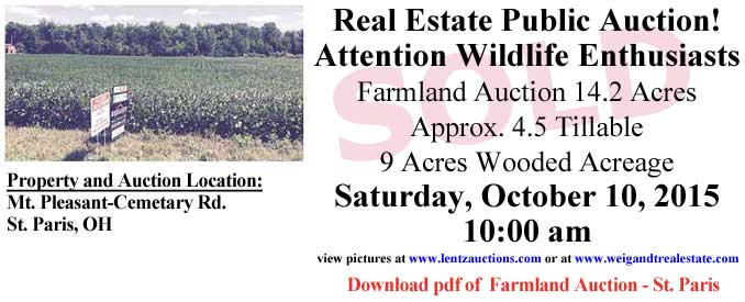 Farmland Auction in St. Paris Ohio